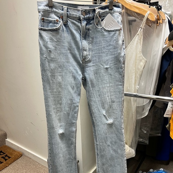 Pistola Colleen Tower High Rise Modern Slim Raw Split Hem Denim Jeans - Picture 7 of 10